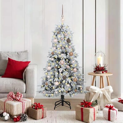 vidaXL - Kunstmatige - Hinged - Kerstboom - met - 150 - LED - Wit - 150 - cm - PE - en - PVC