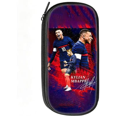 Voetbalster Pennenbak M-Mbappe Patroon Leer Potlooddoosje Beste Cadeau make-up tas Student Reis Voetbal Sport Potloodtasje