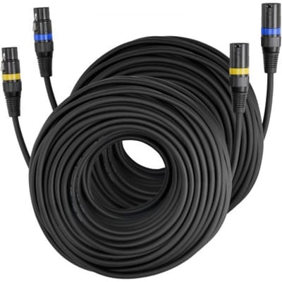 VEVOR XLR-Kabel 30,48 M, 2-Pack, Gebalanceerde DMX-Microfoonkabels (Mannelijk Naar Vrouwelijk), Vergulde 3-Pins XLR-Microfoon-Luidsprekerkabels, voor Podiumverlichting, Microfoons, Versterkers, Mixers