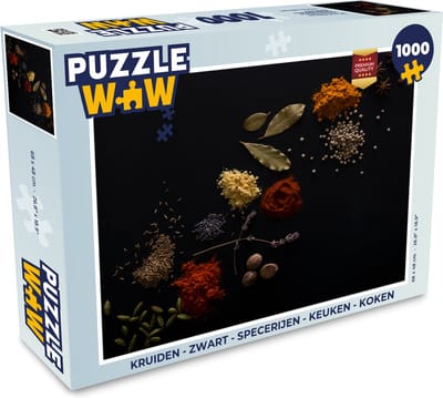 Puzzel Kruiden - Zwart - Specerijen - Keuken - Koken - Legpuzzel - Puzzel 1000 stukjes volwassenen