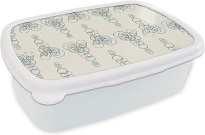 Broodtrommel Wit - Lunchbox - Brooddoos - Cirkel - Patronen - Abstract - 18x12x6 cm - Volwassenen