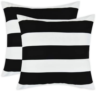 Dailygoods- Kussenhoezen 45 x 45 cm - Set van 2 - Zachte Decoratieve Kussenhoezen - Zwart-wit Strepen - Ritssluiting - Milieuvriendelijk Microvezel - Decoratieve Kussenslopen