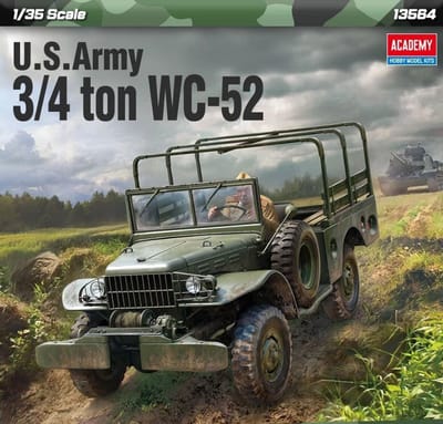 Academy Modelbouwpakket Auto - 13564 U.S. Army Dodge WC-52 3/4 Ton WWII - Amerikaans Militair Voertuig Plastic - 1:35 - Modelbouw