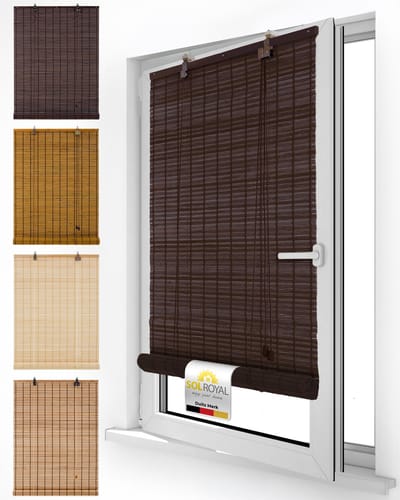 Sol Royal Bamboe Rolgordijn Zonder Boren 60x160 cm Bruin – Houten Jaloezieën voor Binnen 60 cm Breed – Inkijkbescherming & Zonwering – BR7