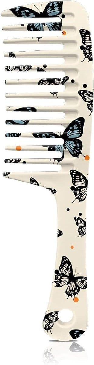 Brede Tandenkam - Klitkam Nat Haar - Haar Ontklitten - Ergonomisch Handvat - 24 x 7 x 1 cm - Beige