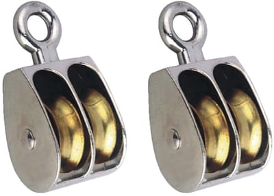 Dubbele Katrolblokken - Hijskatrol Wielsysteem - Zwaar Tillen - Zinklegering Constructie - 75 mm - Zilver