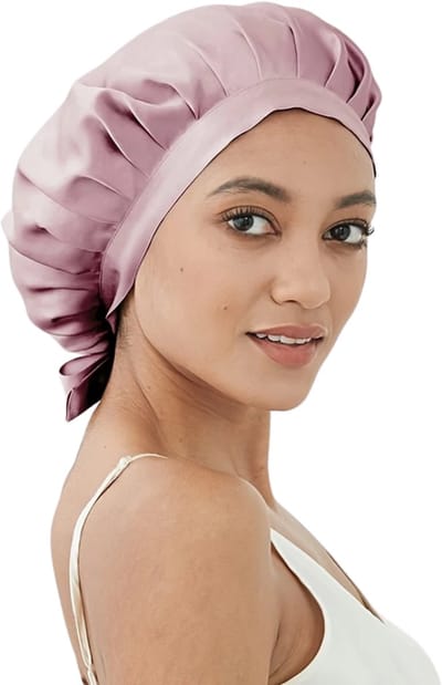 Nivard Zijden Slaapmuts - Satijnen Nachtmuts - Silk Bonnet - Sleep Cap - Haarverzorging - Satin - Verstelbaar - Voor Zacht & Stralend Haar - Roze