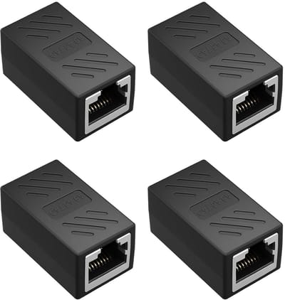 Ethernet Koppeling - Netwerk Verlengstuk - Netwerk Uitbreiden - Vergulde Contacten - 4 stuks - Zwart