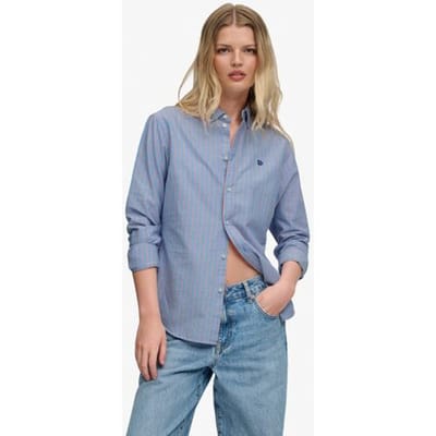 Superdry Oxford Overhemd met Lange Mouwen Slanke Pasvorm Blue Grootte: 44