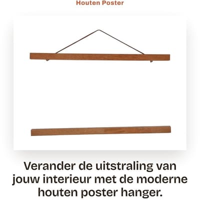 Dailygoods- Poster Hanger 40 cm - Magnetisch - Houten Strips - Voor Posters/Prints - Modern Design - Bescherming Kunstwerk - Fotolijst