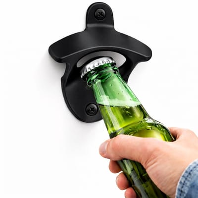 Wand Flesopener I Flesopener Muur I Muurflesopener I Inclusief 2 Schroeven I Zwart