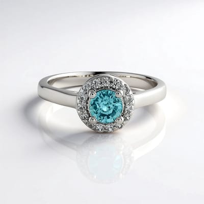 Cavill - Zilveren Damesring met Ronde Ratanakiri Zirkoon 0,72 ct & Pavé Zirkonia 0,22 ct - 925 Sterling Zilver - Elegante Blauw Ring