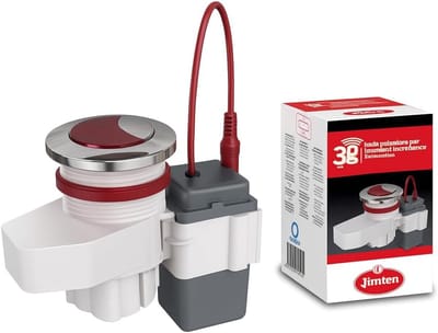 Universeel spoelmechanisme - Dubbel volume knop - Toilet reparatie - IR-infrarood bediening - 7 x 9 x 27 cm - Wit-rood