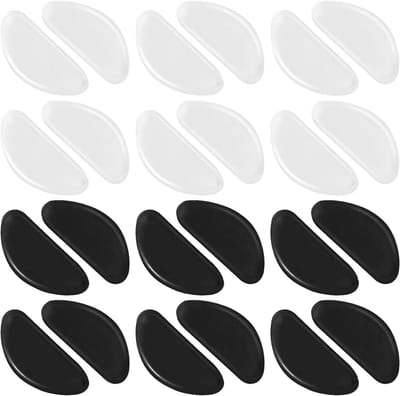 24 paar Siliconen Neuspads voor Zonnebrillen - Antislip en Comfortabel - Zelfklevende Pads in Transparant en Zwart