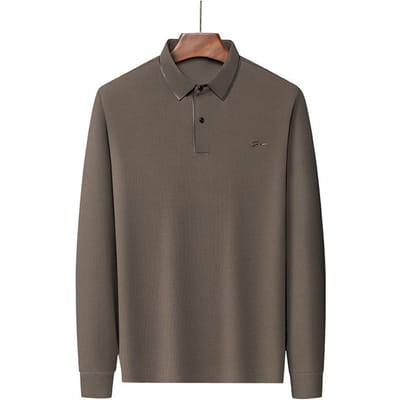 Lente en Herfst Lange Mouw Heren T-shirt Heren Stretch Casual Polokraag Heren Onderhemd Trendy Poloshirt Heren XXXXL