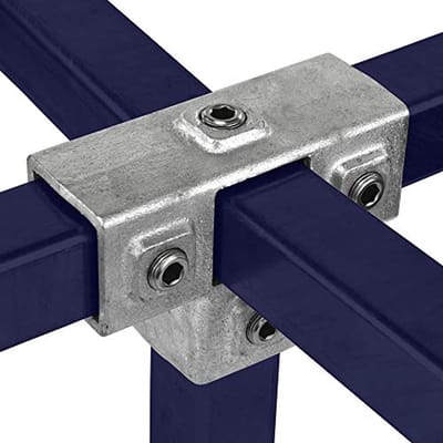 Vierkante T-stuk met zij-uitgang voor buiskoppelingen – Gietijzer Gegalvaniseerd 40x40 mm