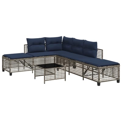 vidaXL - 3-delige - hoektuinbankset - met - kussens, - grijs - polyrotan