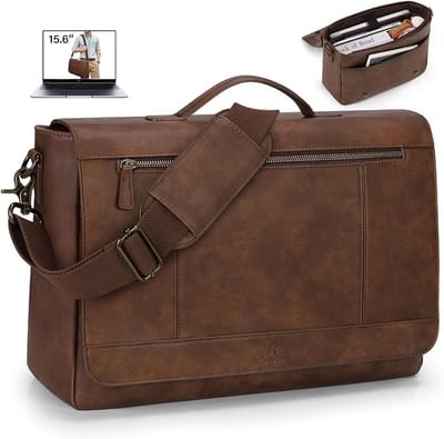 Leren Messenger Bag - Laptoptas Schoudertas - Zakelijk Vervoer - Waterdicht Vintage Design - 43 cm - Bruin