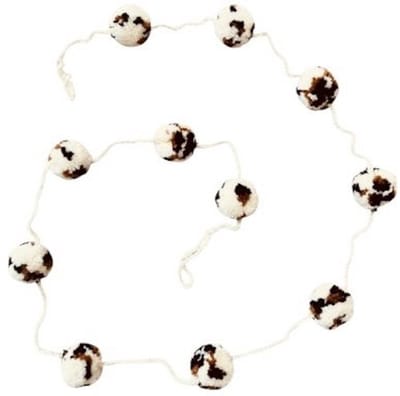 Luna-Leena duurzame pompom slinger leopard - L2 meter - 11 wol pompoms 3ø cm - handgemaakt in Nepal - panter party slinger, tijger - panter print slinger - garland, feest, verjaardag, geboorte, babyshower, cadeau, kinderfeestje