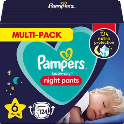 Pampers Night Pants - Maat 6 (15kg+) - 124 Luierbroekjes - Multi-Pack Nachtluiers