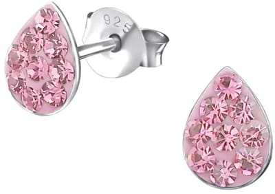 Aramat Jewels | Oorbellen | Zilveren Kristal Druppel Oorbellen | Zwart | |6mm | Zilver | Volwassenen | Verkleurd niet