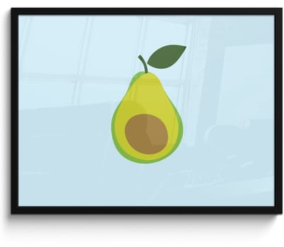 Poster in lijst - Fotolijst 70x50 cm - Posters - Avocado - Illustratie - Groene - Vrucht - Posterlijst zwart - Decoratie - Wanddecoratie woonkamer - Muurdecoratie slaapkamer