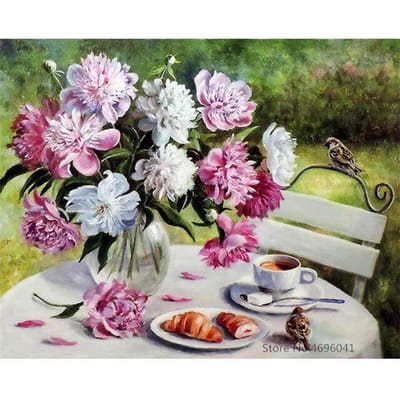 Peinture diamant fleurs, image de strass, perles, broderie marguerite, Kits de mosaïque en diamant 20X30CM black