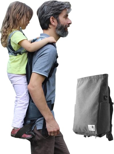Ouderrugzak met rugdrager - Kinderdrager rugzak - Actief met kinderen - Lichtste zachte rugzak - Tot 25 kg - Lichtgrijs