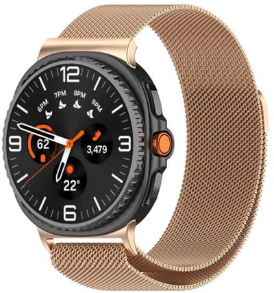 By Qubix - smartwatch bandje - Compatible Samsung bandje - Milanese band - Champagne goud - Geschikt voor Samsung Galaxy Watch 9 (40/44mm) - Watch 8 (40/44mm) - Watch 8 Classic (46mm)