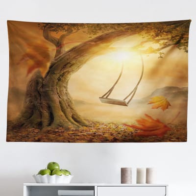 New Bed Surrealistisch Majestueuze Boom Magie Wandkleed, Stoffen Muurdecoratie, 150 cm 110 cm