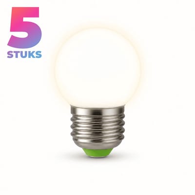 5x Globe G45 Spaarlamp E27 - 5W - Warm Wit Licht (2700K) - 800 lm - 10 jaar - Niet Dimbaar - Bespaar op energiekosten