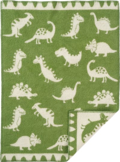 Klippan - wollen wiegdeken - 100% lamswol -Dino- groen- 65-90cm