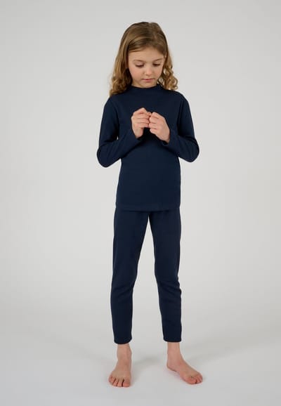 Damart - T-shirt met opstaande hals en fleece ribboorden Thermolactyl - Kinderen - Blauw - 8 JAAR