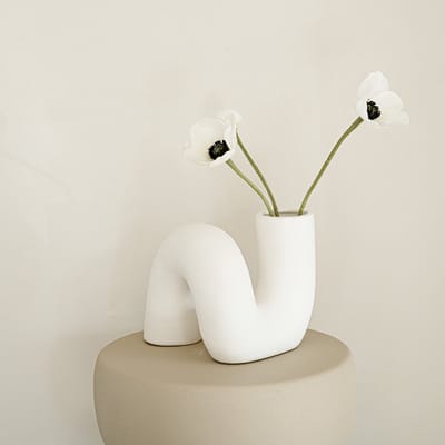 Indore Home - Kronkel Vaas - Bloemenvaas - Woonkamer decoratie - Vaas Wit - gebogen vaas - buis vaasje