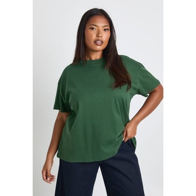 boohoo Dames Plus Basic Overmaat T-shirt met korte mouwen | Woud | Maat: 44