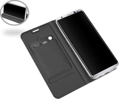 Hoesje geschikt voor Samsung Galaxy S8 - Kunstleren Portemonnee Hoesje Grijs / Zwart - Kunstlederen Wallet Case TPU met Magneetsluiting- Book Case - Flip Cover - Klap - 360 beschermend Telefoonhoesje