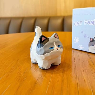 1 pièce de décoration en résine pour petit chat, mini sculpture colorée en imitation bois, figurine de chaton de la famille Meow, artisanat mignon, cadeaux, décoration de bureau