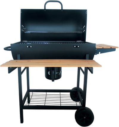 XXL Houtskoolbarbecue op Wielen – Met Deksel, Thermometer & 3 Verstelbare Roosters – Ruim Grilloppervlak – Incl. Zijtafels & Aslade – Smoker Barbecue - Ideaal voor de Tuin