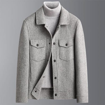 Herfst en Winter Korte Dubbelzijdige Wollen Wollen Jas Heren Verdikte Casual Dubbelzijdige Wollen Jas voor Heren 3XL gray