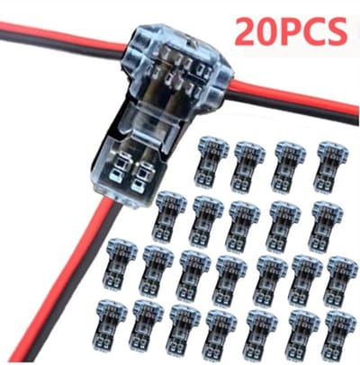 Draadconnector Set 20 Stuks – T-Type Snelle Kabelverbinders – 2-Pins – Voor Lage Spanning – Zonder Solderen