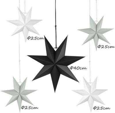 Dailygoods- Sterdecoraties 5 Stuks - Hangende Sterren - Papieren Sterren - 7-Puntige Sterren - Bruiloft/Kerstfeest - Diameter 40/25 cm - Kerstversiering