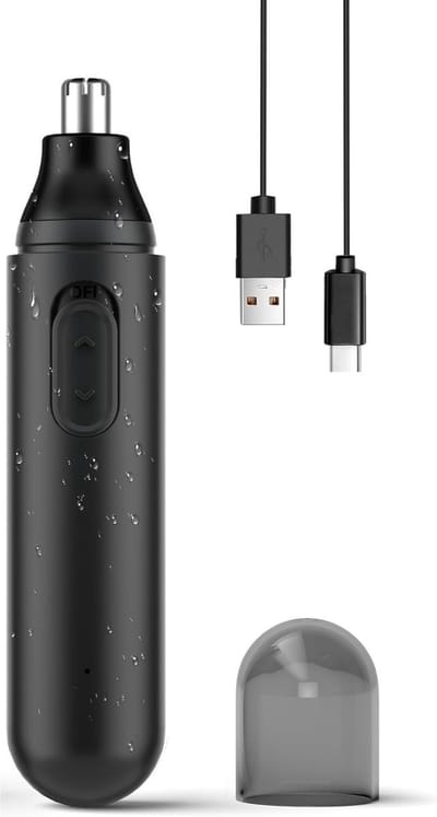 StayPowered Neustrimmer - Pijnloos & Professioneel Voor Hem & Haar - 360° Dubbelmes - IPX7 Waterdicht - USB Oplaadbaar - Lage Geluidsproductie - Hypoallergeen - Compact & Reisklaar - Zwart - Levering Sneller dan Aangegeven!