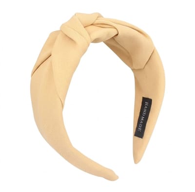 Mosterdgele stoffen haarband dames – brede geknoopte haarband – handgemaakte elegante haaraccessoire voor dagelijks gebruik of feest
