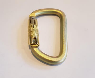 Lanex AZ017DT; Stalen karabijnhaak met automatisch triple lock - geel