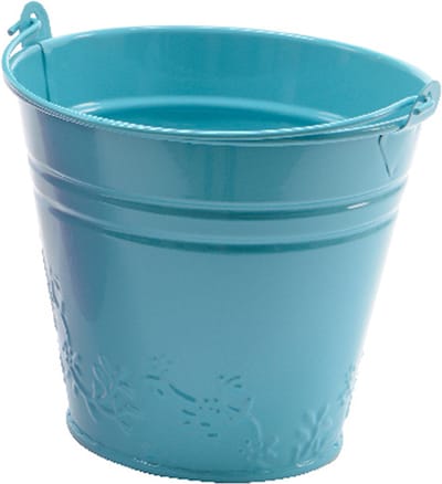 Decoris Bloempot/plantenpot bloemen relief - zink - D11 cm - blauw