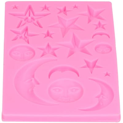 Ster Maan Gezicht Vorm Mal Siliconen Mal DIY Chocolade Cake Vorm Bakgereedschap voor Thuisbakkerij Roze pink