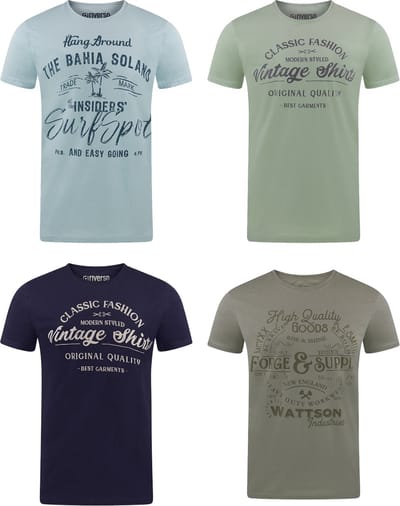 riverso Heren T-Shirt RIVLeon 4 Pack regular fit Veelkleurig L Ronde Hals Volwassenen - gemaakt van 100% katoen