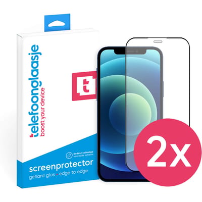 DuoPack: iPhone 12 screenprotector gehard glas Edge to Edge