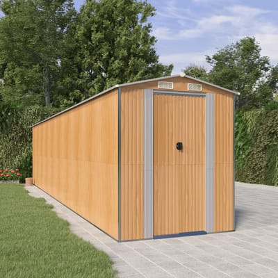 vidaXL - Tuinschuur - 192x855x223 - cm - gegalvaniseerd - staal - lichtbruin
