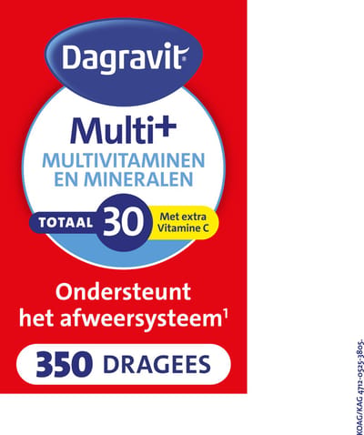 Dagravit Totaal 30 Multi+ - Multivitaminen en mineralen - Familie voordeelverpakking - Ondersteunt de afweer van het lichaam (1) - 350 dragees
